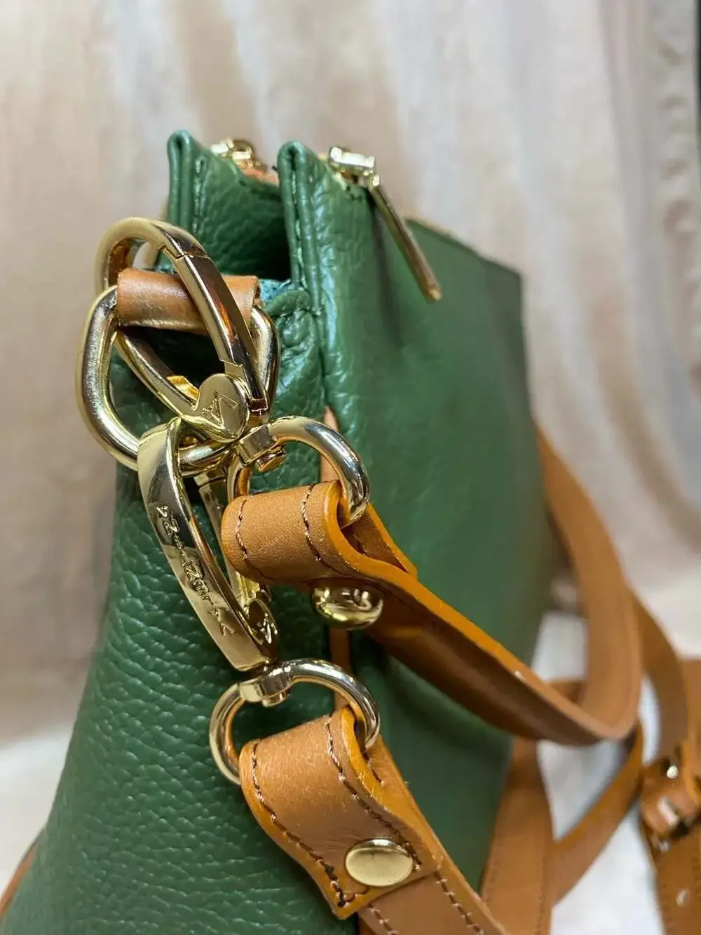 Valentina Green and Tan Crossbody Bag